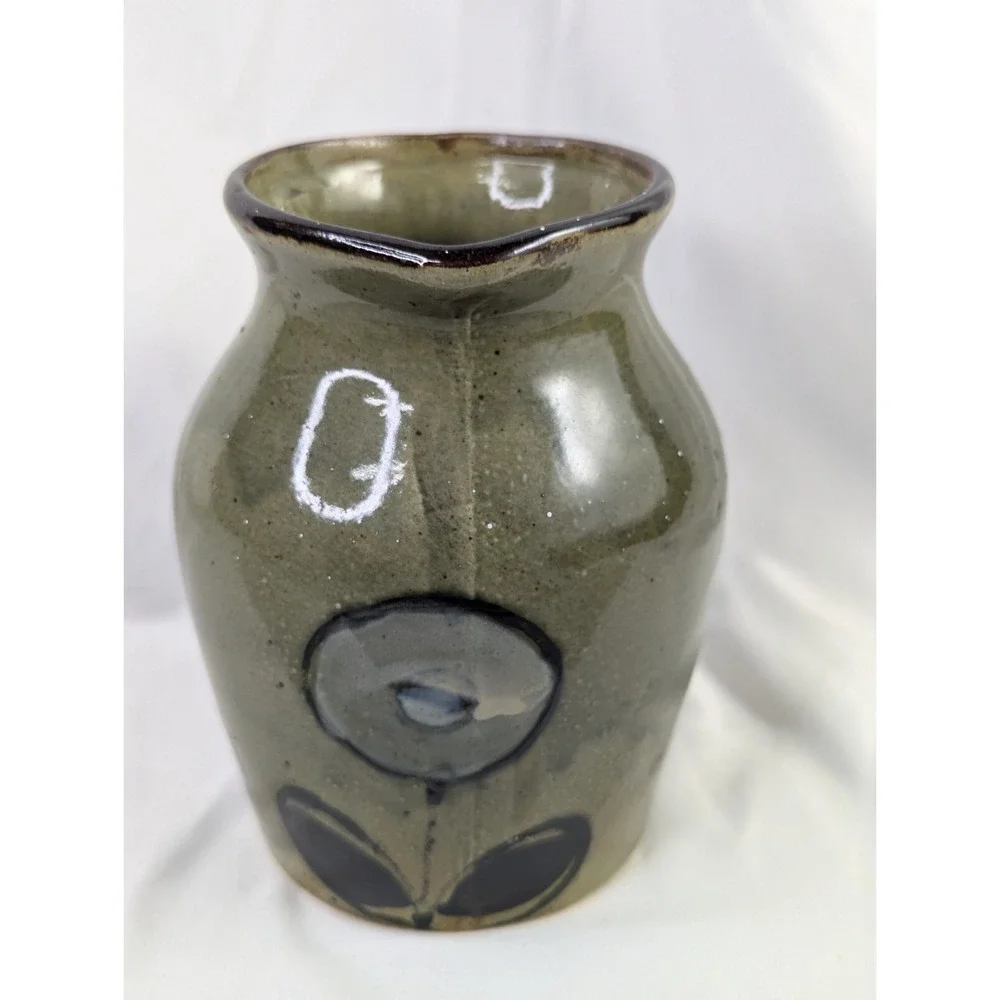 Nevco Japan Green‎ Flower Vase Jug Pottery 5 Inch